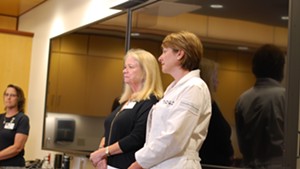 The hospital's chief operating officer Eileen Whalen (center) and Dr. Isabelle Desjardins