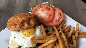 Huevos rancheros burger at Duke’s Public House