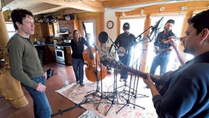 Colin McCaffrey during a recording  session with Beg, Steal or Borrow