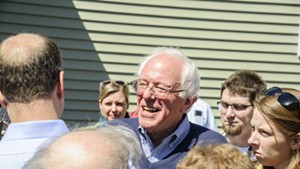 Sen. Bernie Sanders at a New Hampshire house party in April.