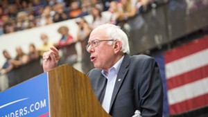 Sen. Bernie Sanders speaking in Madison, Wis., earlier this month.