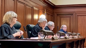 Vermont Supreme Court justices during oral arguments Wednesday