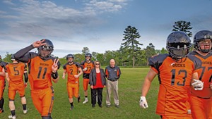 Joanna Morse and Jeff Porter (far right) with the Vermont Bucks