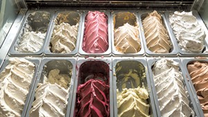 The gelato case at La Villa Bistro