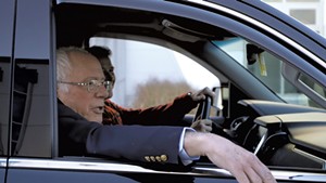 Sen. Bernie Sanders leaving Burlington International Airport Saturday