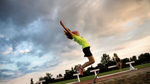 Quincy Massey-Bierman practicing long jump