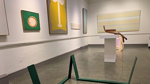 "Color Fields" installation view, with "Green Sleeper" by Anthony Caro in foreground