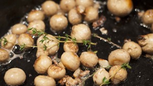 Pear-shaped puffballs with butter and thyme