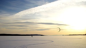 Snowkiters Catch Big Air on Frozen Lakes