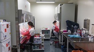 Workers running coronavirus tests at the Vermont Health Department lab