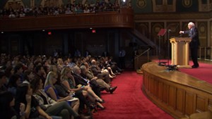Sen. Bernie Sanders addresses students, reporters and supporters Thursday at Georgetown University's Gaston Hall