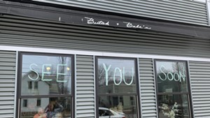 A hopeful message from Butch + Babe's in Burlington on March 19