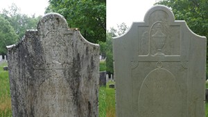 A cleaned headstone dating back to 1800