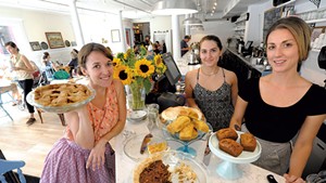 Down Home Kitchen owner Mary Alice Proffitt, left, with  staff members Louisa Franco and Lindsey Brownson