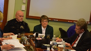 Capitol Police Chief Les Dimick and Sergeant at Arms Janet Miller brief a committee on security precautions in the Statehouse.