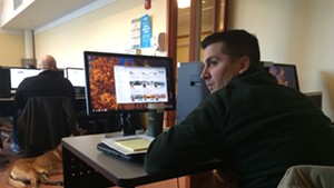 Hinesburg Police Officer Anthony Cambridge at a social media training seminar at the University of Vermont