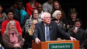 Sen. Bernie Sanders speaks Thursday at Dartmouth College.