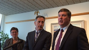 Robin Lunge, the governor's health reform director, Gov. Peter Shumlin and Al Gobeille, chair of the Green Mountain Care Board