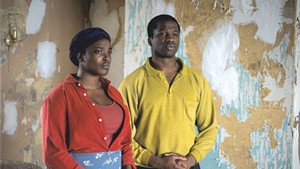 HOME FRONT Mosaku (left) and Dirisu play a refugee couple facing a supernatural threat in Weekes' thoughtful scare film.