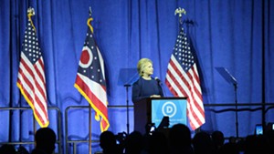 Hillary Clinton addresses Ohio Democrats Sunday night in Columbus.