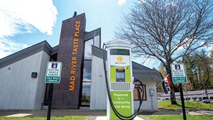 A new electric vehicle fast-charger at Mad River Taste Place in Waitsfield