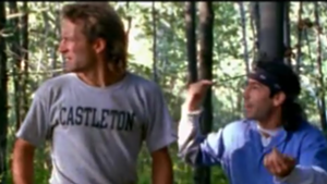 Matthew Bruch wears the famous Castleton T-shirt in a scene with Martin Guigui.
