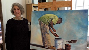 Heidi Broner with a painting in progress