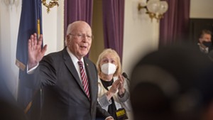 Sen. Patrick Leahy and his wife Marcelle at his retirement announcement