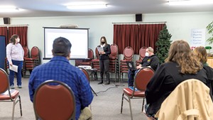 City officials presenting the budget proposal at the Winooski Senior Center last Thursday
