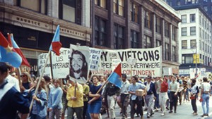 Antiwar protesters march in advance of the 1968 Democratic National Convention in Chicago.