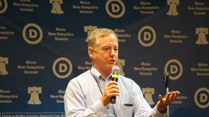 Former governor Howard Dean addresses Vermont delegates to the Democratic National Convention Tuesday in Philadelphia.