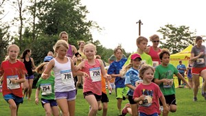 Kids take off at the start of Catamount's Tuesday Night Trail Running Series