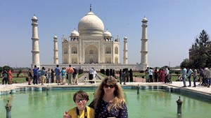 Nancy and David in front of the Taj Mahal