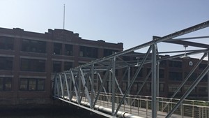 A bridge attached to the former Fellows Gear Shaper Company factory in Springfield