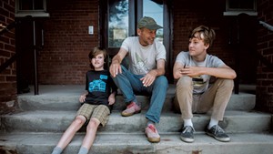 James Kochalka, 50, Vermont's first cartoonist laureate and author of the Johnny Boo series of graphic novels, with sons Oliver, 10, and Eli, 15
