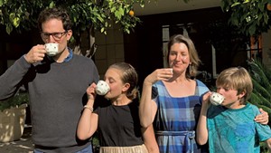 The Novak family enjoys tea together in Phoenix, AZ in March 2019
