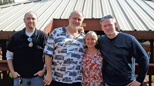 Left to right: Dennis, Jerry, Penny and  Sean Thibault.  The young men were Penny and Jerry's children.