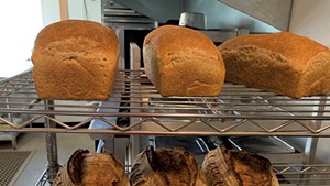 Freshly baked loaves at Bicycle Mill Baking