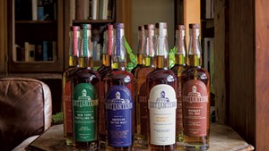 A lineup of Lost Lantern's whiskeys
