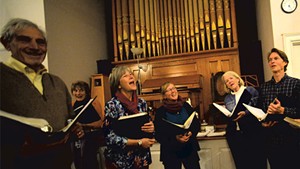 Members of the Hallowell singers in rehearsal