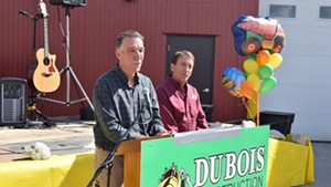 Lt. Gov. Phil Scott (left)  announces Saturday that he would sell his share of DuBois Construction if he’s elected governor.