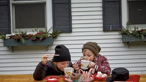 Youngsters enjoying hot cocoa