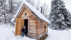 Larsen's sauna in Cabot, hand-built from locally milled cedar