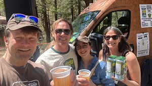 Nate McKean (Director of Vermont State Parks), David Hiler (co-owner of Whetstone Beer Co.), Jessie Krust, (Vermont Parks Forever), Maia Segura (Whetstone Brands creative team) at the launch event