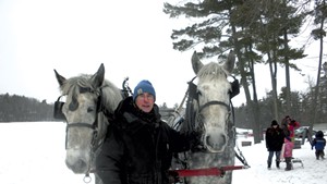 Pat Palmer with two of his Percherons