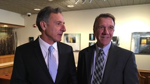 Gov. Peter Shumlin (left) and governor-elect Phil Scott met last week in Montpelier.