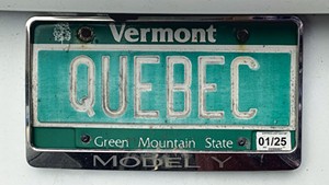 A Vermont vanity license plate