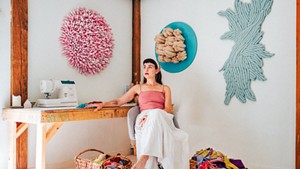 Fiber artist Sienna Martz in her Readsboro studio