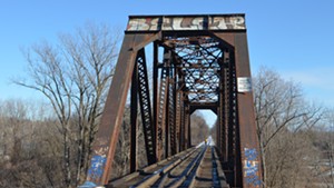 The railroad bridge off Intervale Road in Burlington