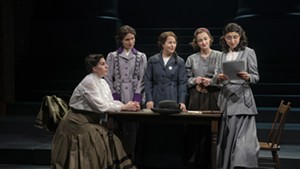 Shaina Taub (center) in the 2022 production of Suffs at the Public Theater